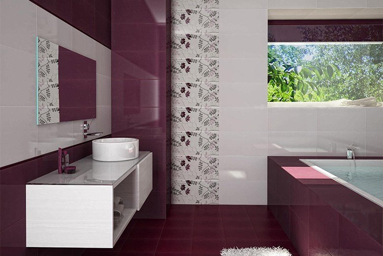 Trang trí phòng tắm màu tím